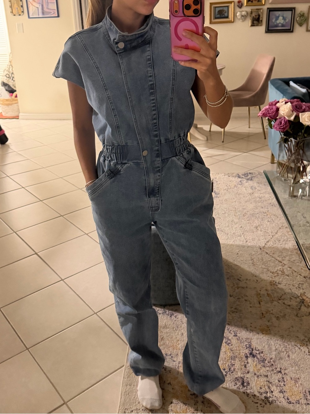 Light Blue Denim Jumpsuit Jeans for Women